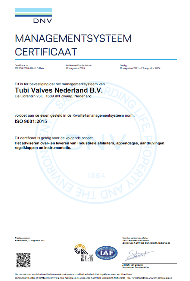 ISO 9001 2020 Tubi Valves